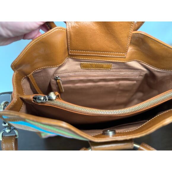 New without tags - HOBO Heidi Leather Satchel in Multi Stripe - Picture 8 of 11